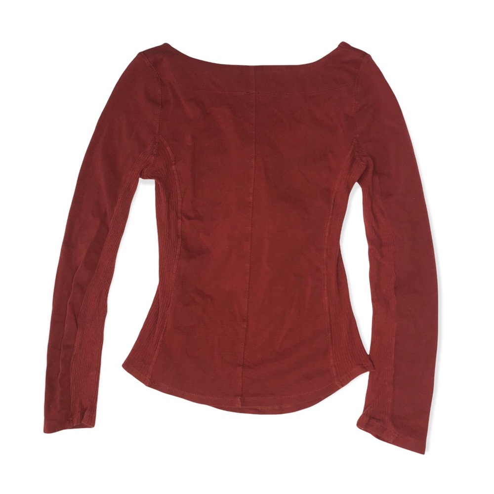 Free People Lace-Up Long sleeve Ribbed Top Small - Picture 6 of 7